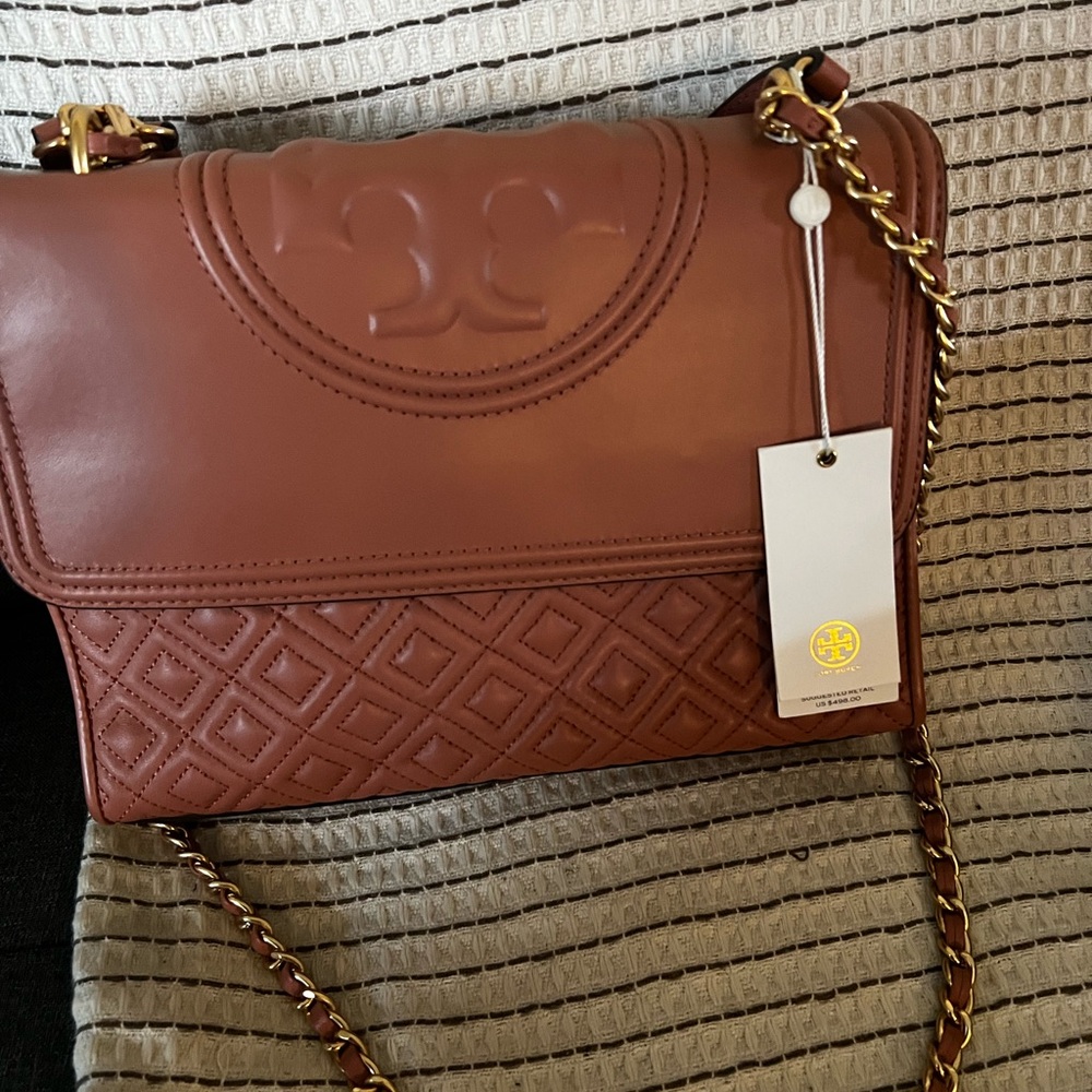 Tory Burch Coral/pink  Quilted Crossbody Bag